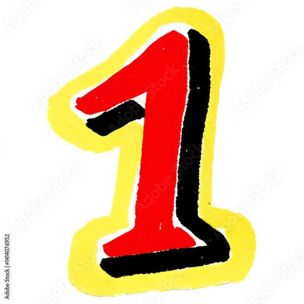 Obraz Bold number one illustration on transparent background  