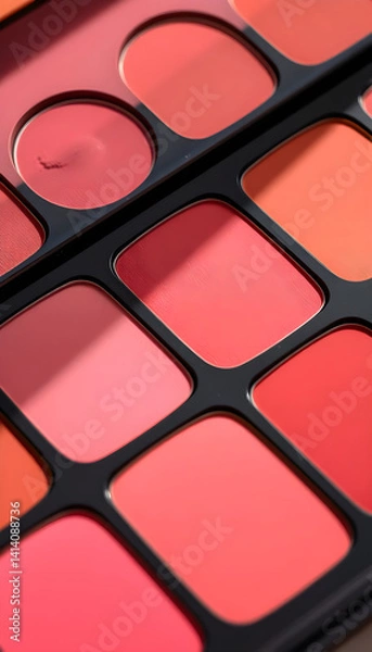 Obraz close up of a pink and orange makeup palette