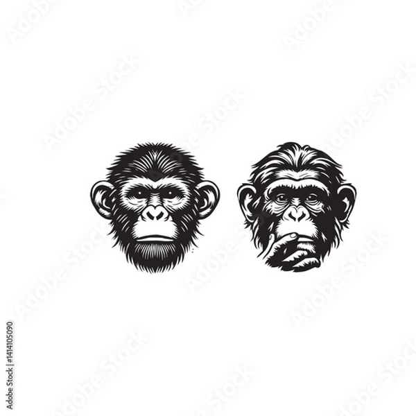 Fototapeta Monkey Face Vector Silhouette Set

Black and White Monkey Head Icons

Minimal Monkey Face Illustration