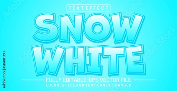 Fototapeta Snow white font Text effect editable
