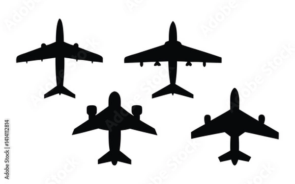 Fototapeta Airplanes vector silhouette set