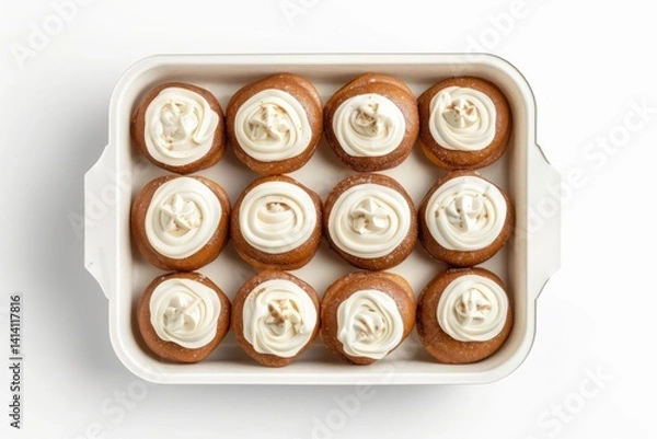 Fototapeta Deliciously Soft Homemade Cinnamon Rolls with Creamy Frosting