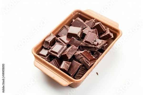 Fototapeta Dark Chocolate Squares Ready for Baking and Desserts Preparation