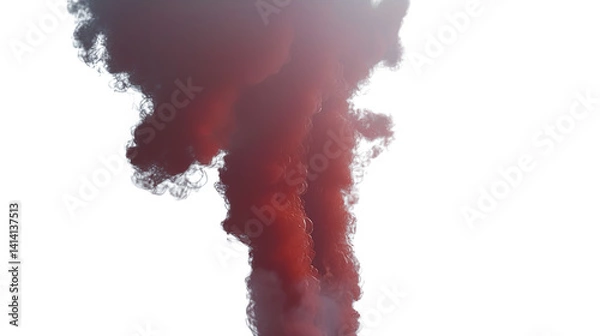 Obraz Red smoke bomb effect photography background texture abstract design element stock image photo graphic art on transparent background
