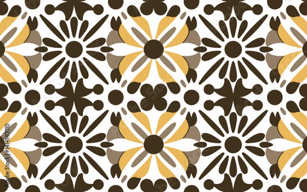 Fototapeta Floral brown and yellow seamless pattern, elegant style for backgrounds