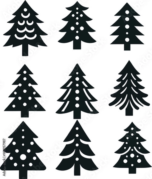 Obraz Christmas Trees vector silhouette
