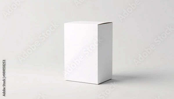 Fototapeta Closed white cardboard box mockup, soft drop shadow