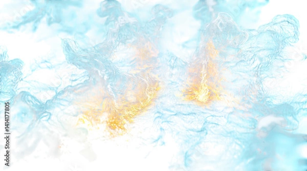 Obraz Abstract fluid art background with blue and gold colors for design and wallpaper creation use on transparent background