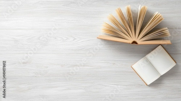 Obraz Open book minimalist background cream neutral colors reading education