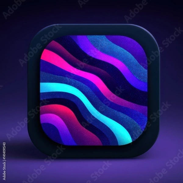 Obraz Colorful abstract background with rainbow stripes and wavy lines in bright blue design