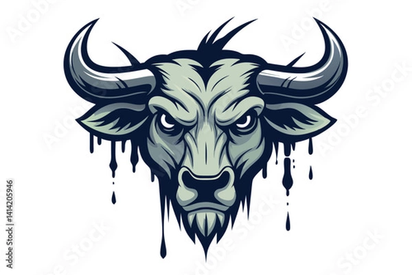 Fototapeta Creative Ox Head Vector with Dripping Ink