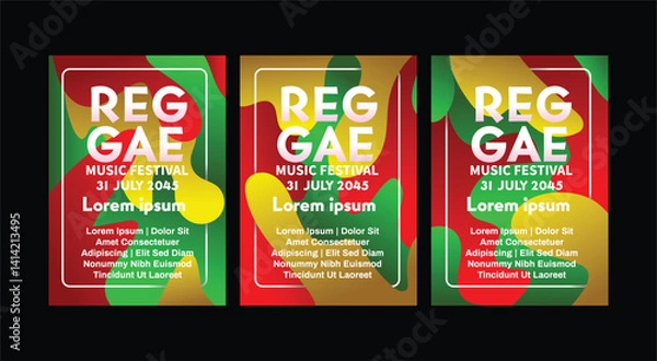 Obraz abstract liquid three color background for modern reggae music festival poster template. international paper size music poster template vector illustration.