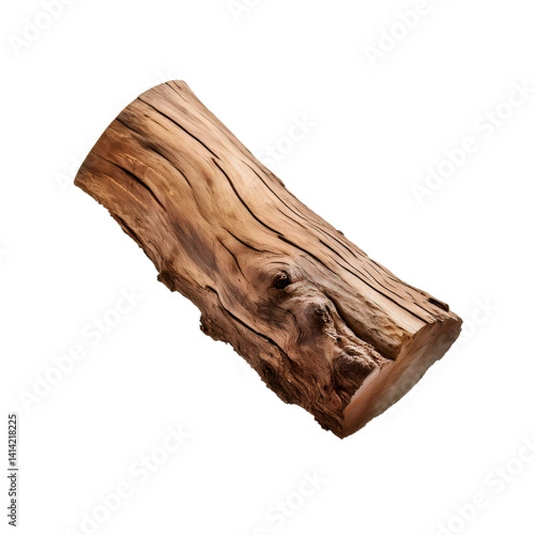 Fototapeta Close up of a weathered cedar log piece, isolated on a transparent background, perfect for rustic or nature themed designs