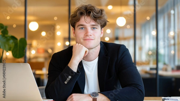 Obraz young businessman in office, elegant and stylish 
