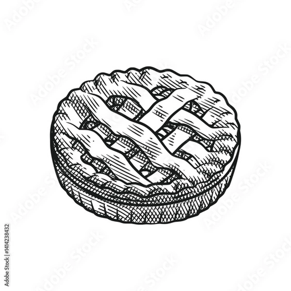 Obraz Apple Pie Line Art Engraving Style