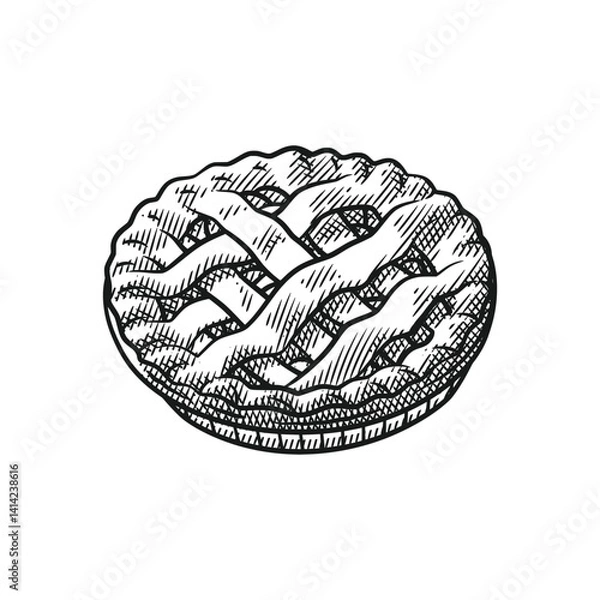 Obraz Apple Pie Line Art Engraving Style