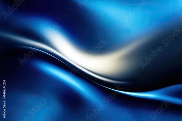 Fototapeta Abstract flowing curves in deep blues and white