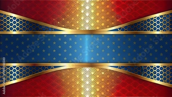 Fototapeta 4th of july red and gold luxury background