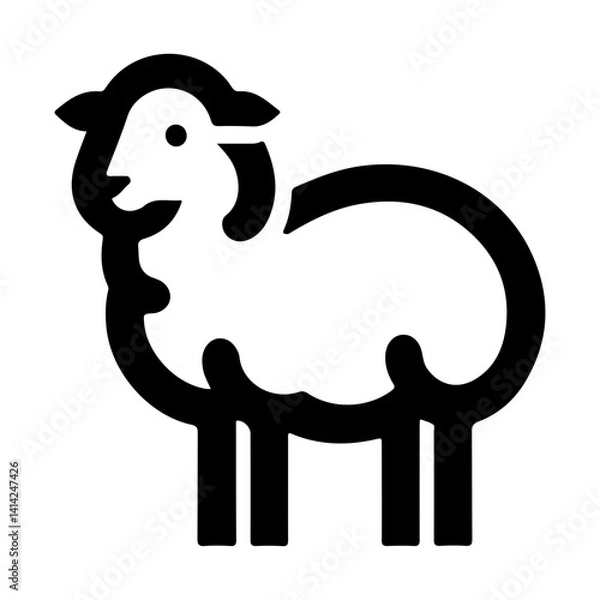 Fototapeta Vector Icon Of A Cute Sheep In A Simple Pictogram Design That Captures The Playful Charm Of This Beloved Farm Animal In A Fun And Friendly Style