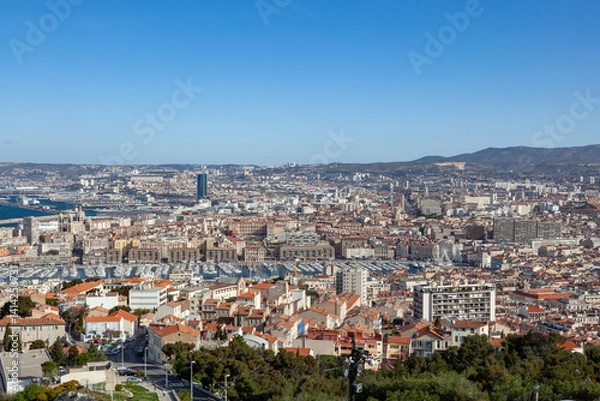 Obraz view to skyline of Marseille with coast and view to historic harbor
