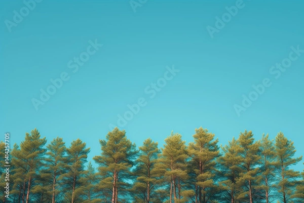 Obraz 青空と木：コピースペースのある背景