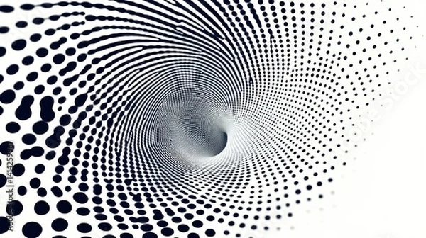 Fototapeta Abstract spiral pattern with black dots on white background design