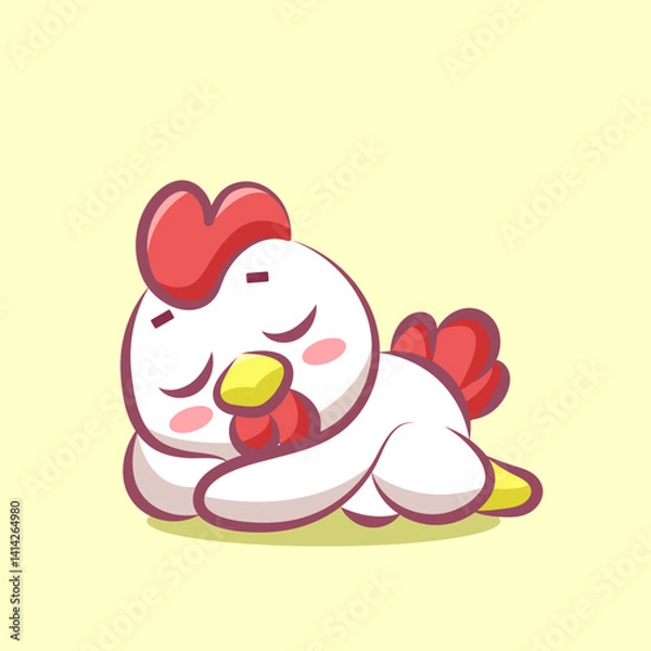 Obraz cute chicken cartoon character is sleep vector design