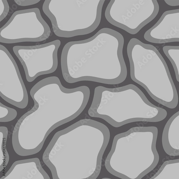 Fototapeta Seamless grayscale pattern mimicking pebbled pavement or cobblestone surfaces with organic flow.