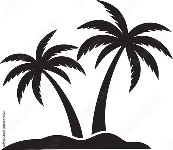 Fototapeta  Palm Tree Silhouette Island icons, vector
