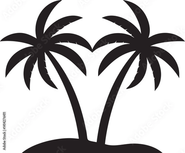 Obraz  Palm Tree Silhouette Island icons, vector