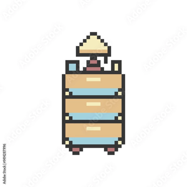 Fototapeta drawer with lamp pixel art