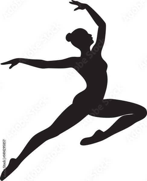 Obraz  Dancer Silhouette Dynamic Leap Movement, vector