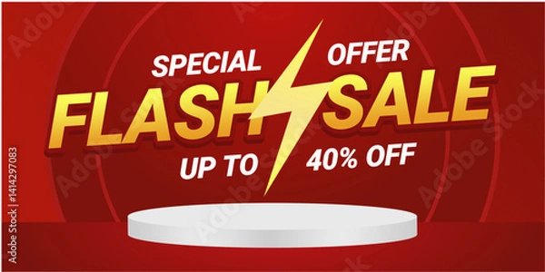 Fototapeta Flash Sale Up to 40% Off Ecommerce Promotion Graphic Template Design