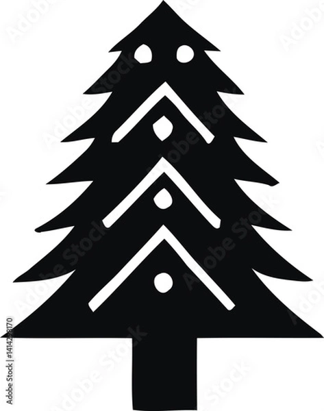 Obraz Christmas Trees vector silhouette art