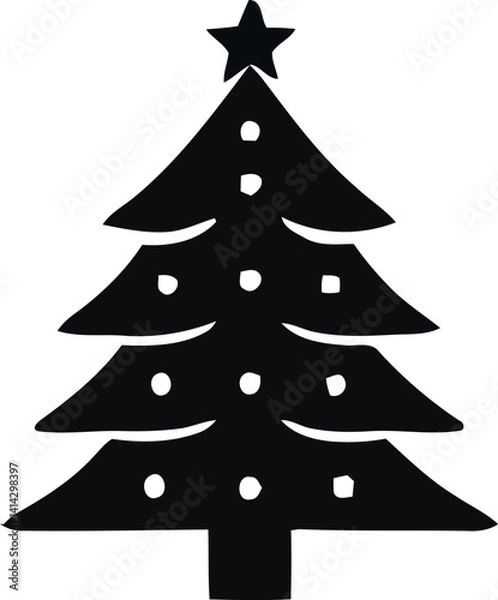 Obraz Christmas Trees vector silhouette art