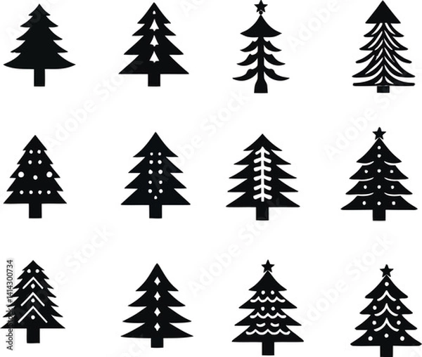 Obraz Christmas Trees vector silhouette art