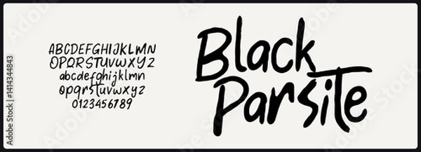 Obraz Rough hand drawn vector font. Alphabet uppercase, lowercase, and number.