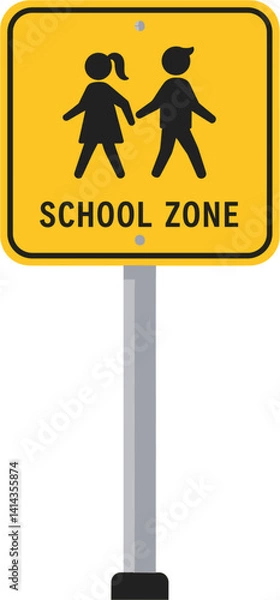 Obraz School Zone Traffic Sign Illustration