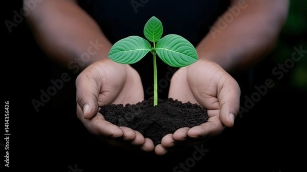 Obraz hands holding a plant