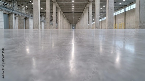 Obraz Smooth polished concrete floor in modern building hallway minimalist interior design