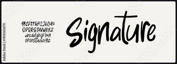 Obraz Bold hand drawn vector font. Alphabet uppercase and lowercase.