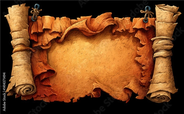 Fototapeta Ancient Scroll with Torn Edges