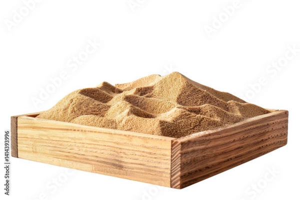 Fototapeta A tranquil sand sculpture resting in a wooden box, inviting creativity and mindfulness isolated on transparent background