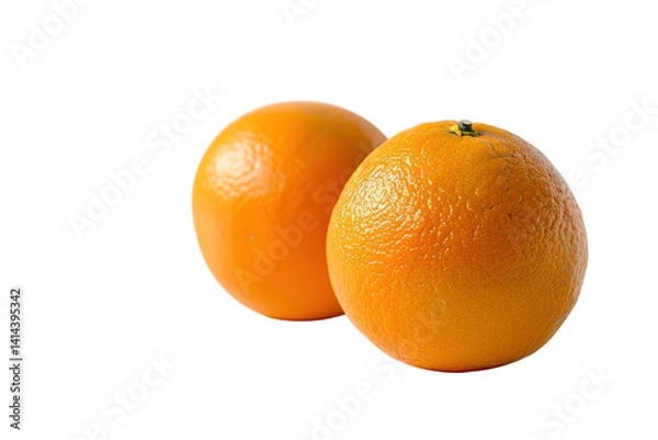 Fototapeta Bright and fresh oranges resting on a minimalist white surface in soft natural light isolated on transparent background
