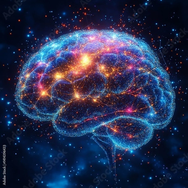 Fototapeta Electric Brain with Neural Connections and Sparks