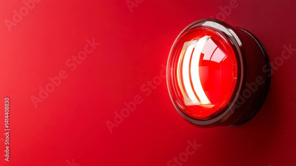 Obraz Close up of a sleek modern red emergency siren light accentuated by cinematic shadows