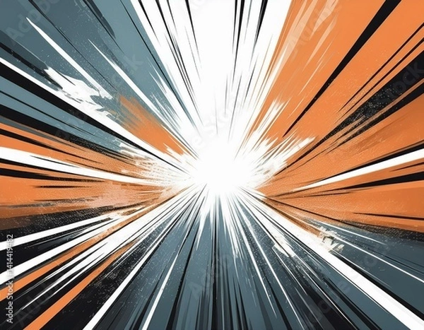 Obraz  Dynamic manga motion effects with comic-style speed lines, action graphics, and explosive 
