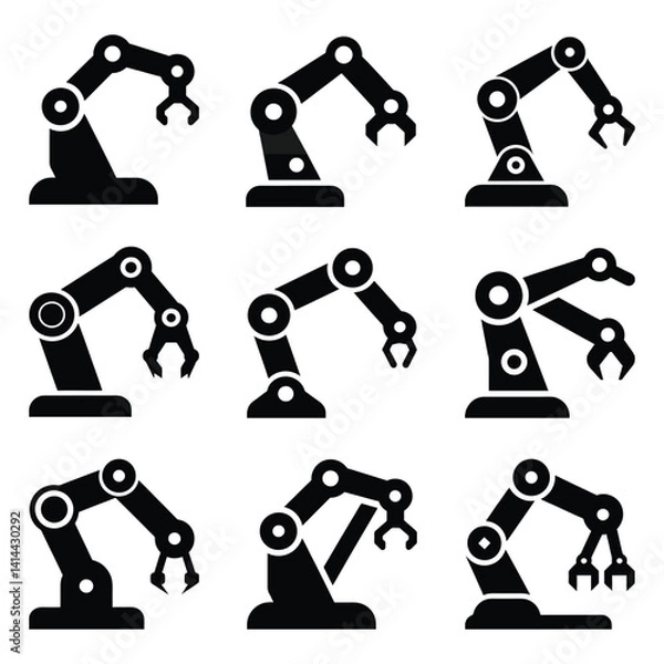 Obraz Collection of Robotic Arm Icons