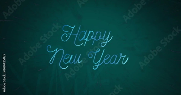 Obraz Image of happy new year text over blue lines