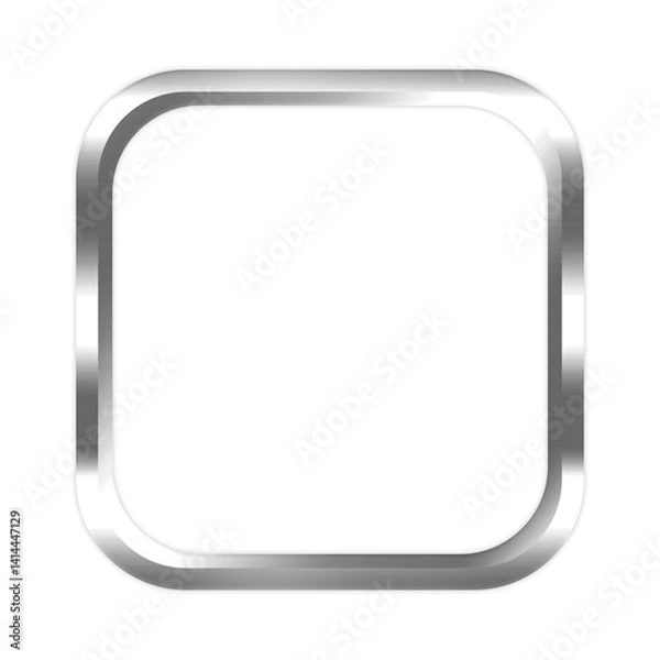 Obraz Silver metal frame borders square shape objects isolated on white background